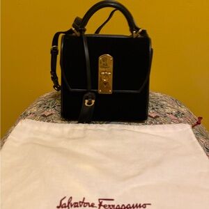 Salvatore Ferragamo Black Velvet  shoulder/handbag